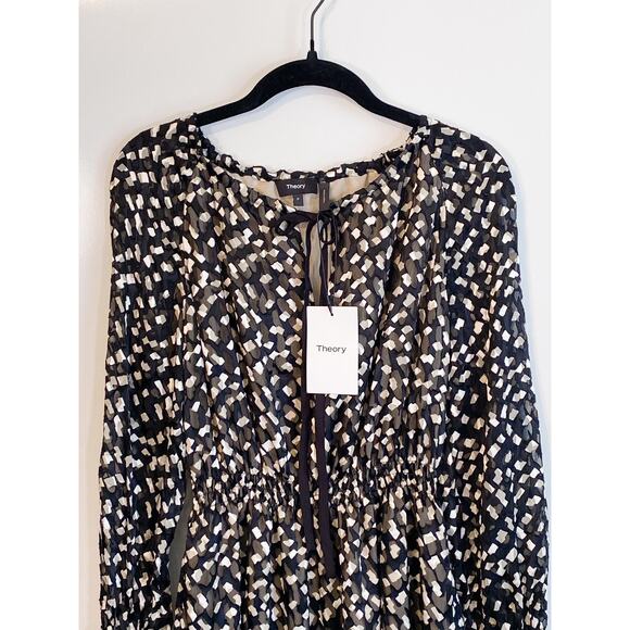 Theory NWT Confetti Print Long Sleeve Silk Blend Dress - Picture 5 of 10